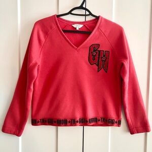 Tommy Hilfiger X Gigi Hadid, 2017, V Neck, Sweatshirt, Womens, XS, Red, Pullover